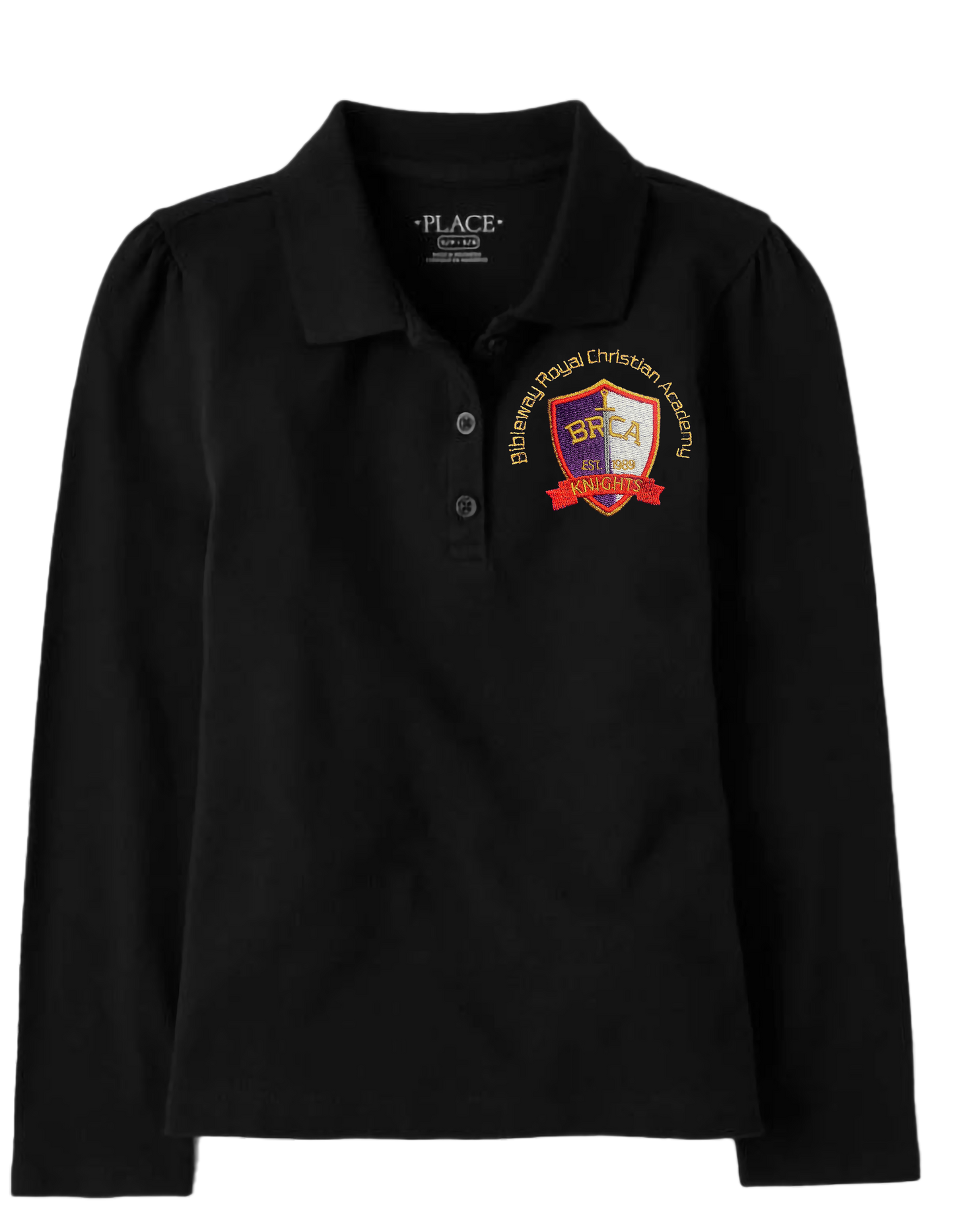 The Children’s Place Boys Long Sleeve Uniform Pique Polo Embroidered with School Logo