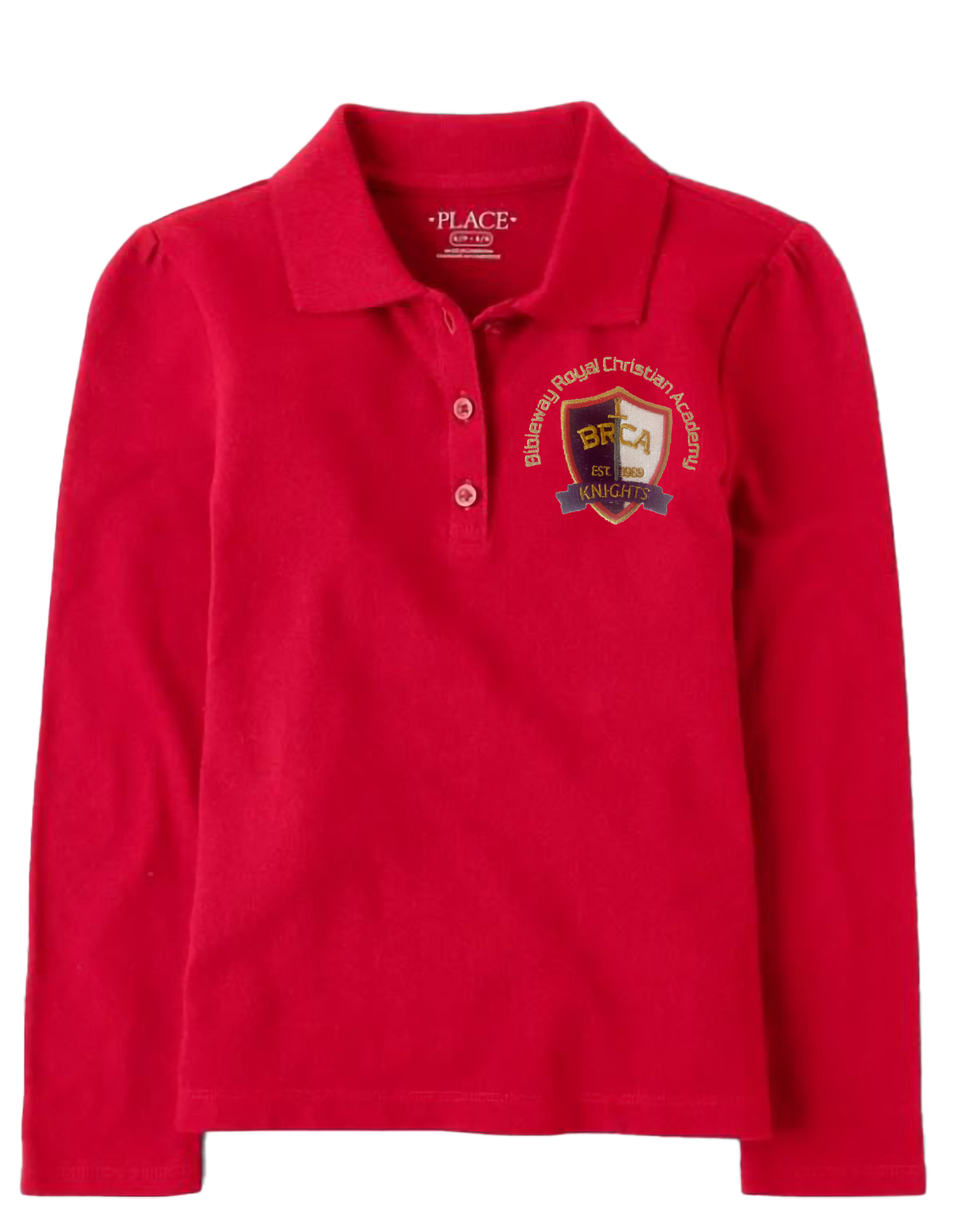 The Children’s Place Boys Long Sleeve Uniform Pique Polo Embroidered with School Logo