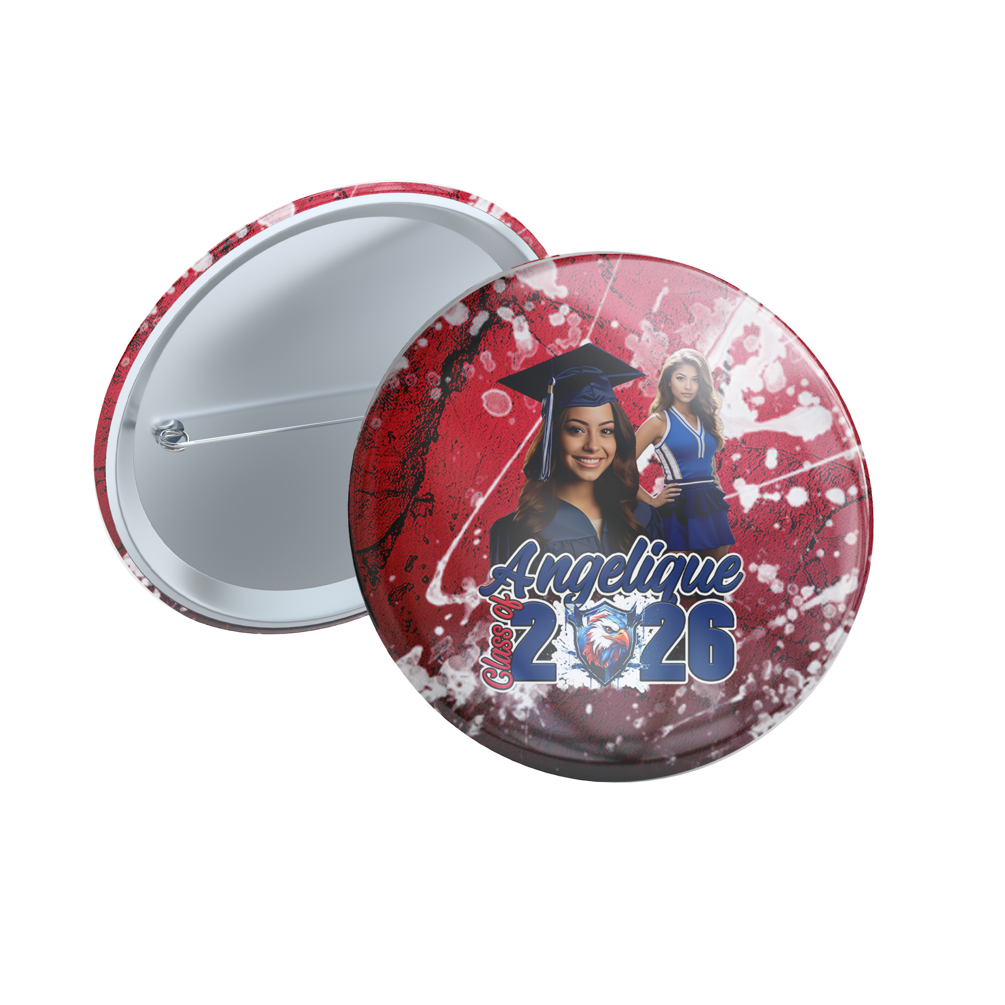 Custom Class Of 2025 Grunge Graduation Buttons - Set Of 8 🎓 Main image