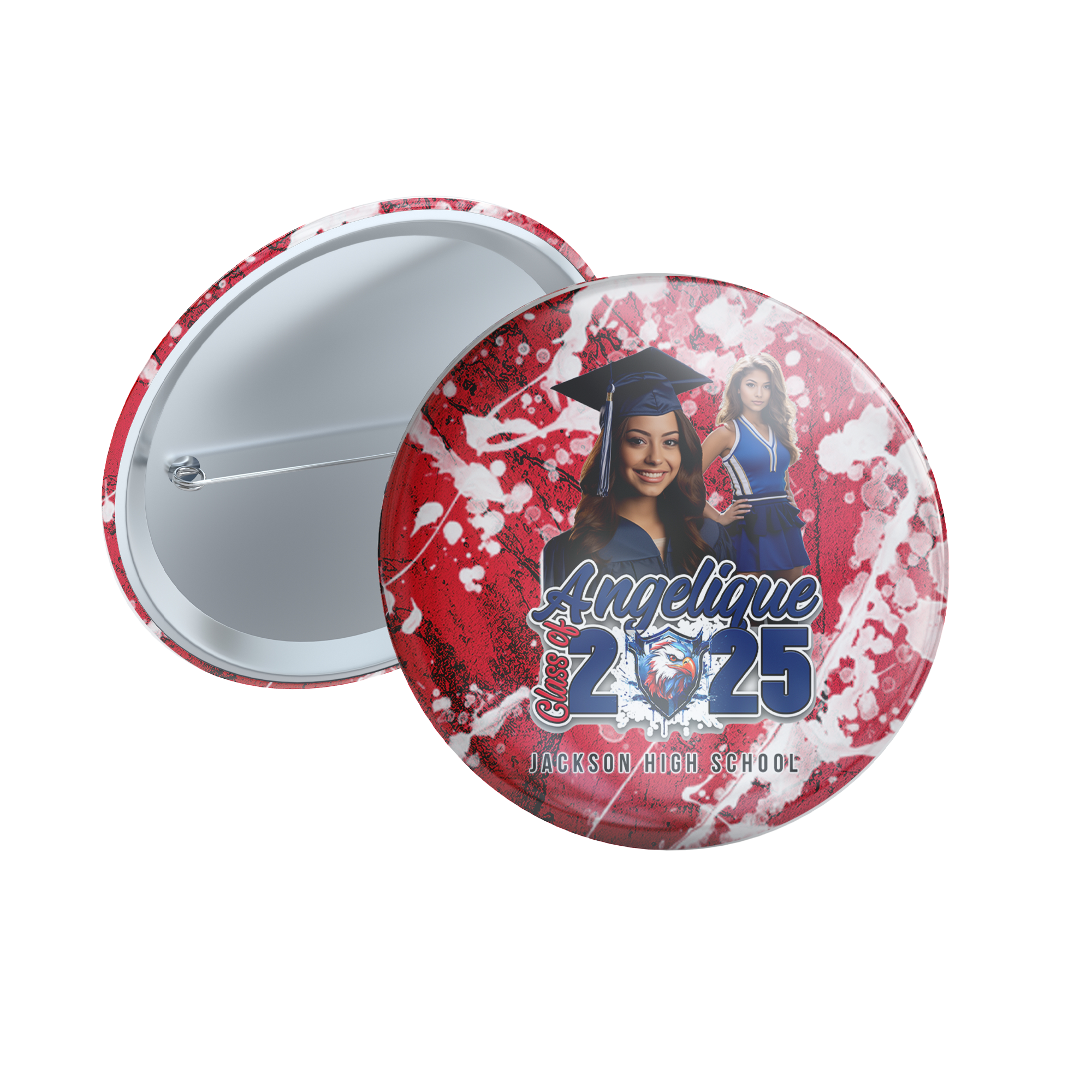Custom Class Of 2025 Grunge Graduation Buttons - Set Of 8 🎓 Main image
