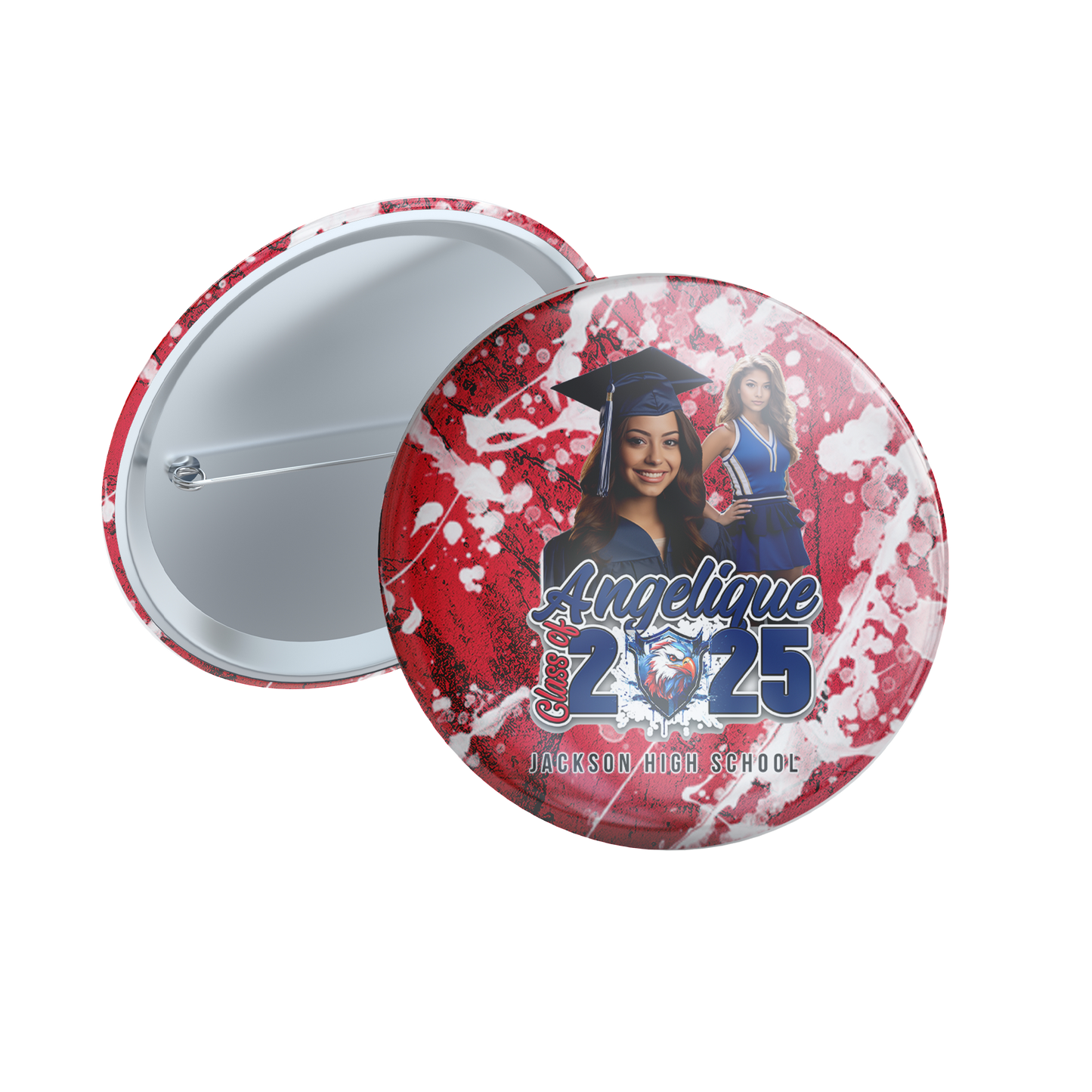 Custom Class Of 2025 Grunge Graduation Buttons - Set Of 8 🎓