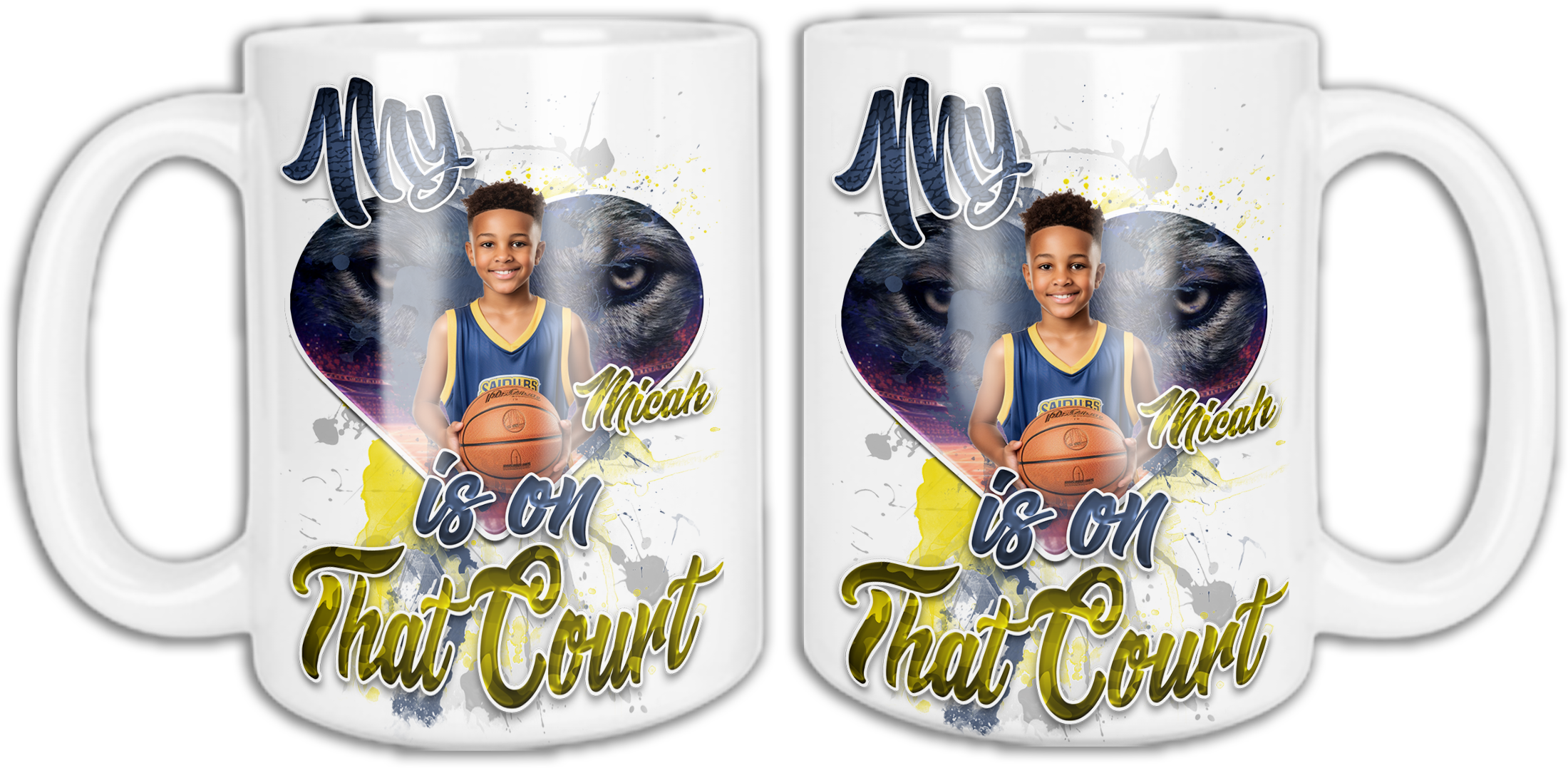 🎉Personalized My Heart Is On That Court Graphic Ceramic Mug🎉 Main image