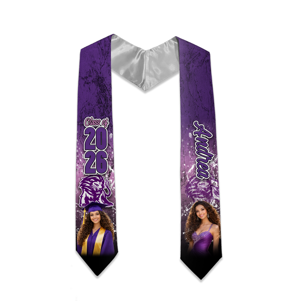 Custom Class Of 2026 Grunge Graduation Stole - V2