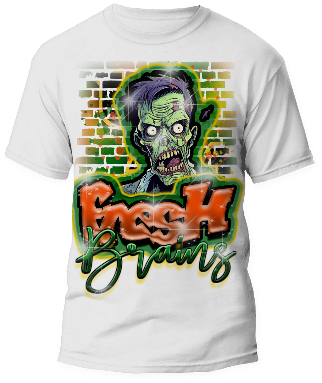 Fresh Brains" Halloween Graphic T-Shirt - For You and Your Family🎉