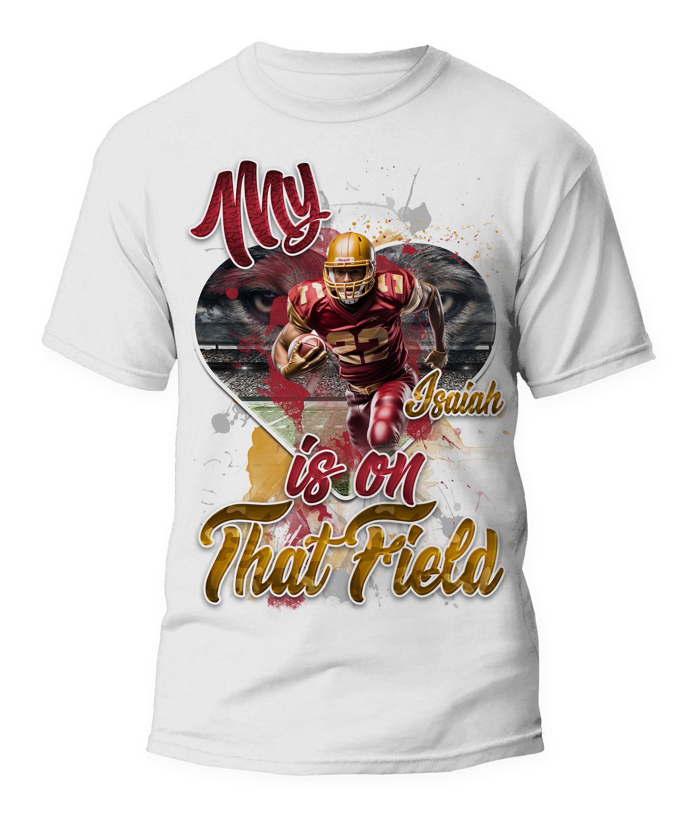 🎉Personalized "My Heart Is On That Field" Football Graphic T-Shirt - For You and Your Family🎉 Main image