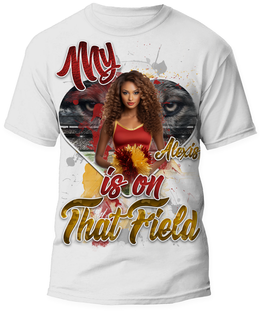 🎉Personalized "My Heart Is On That Field" Cheerleader Graphic T-Shirt - For You and Your Family🎉 #2