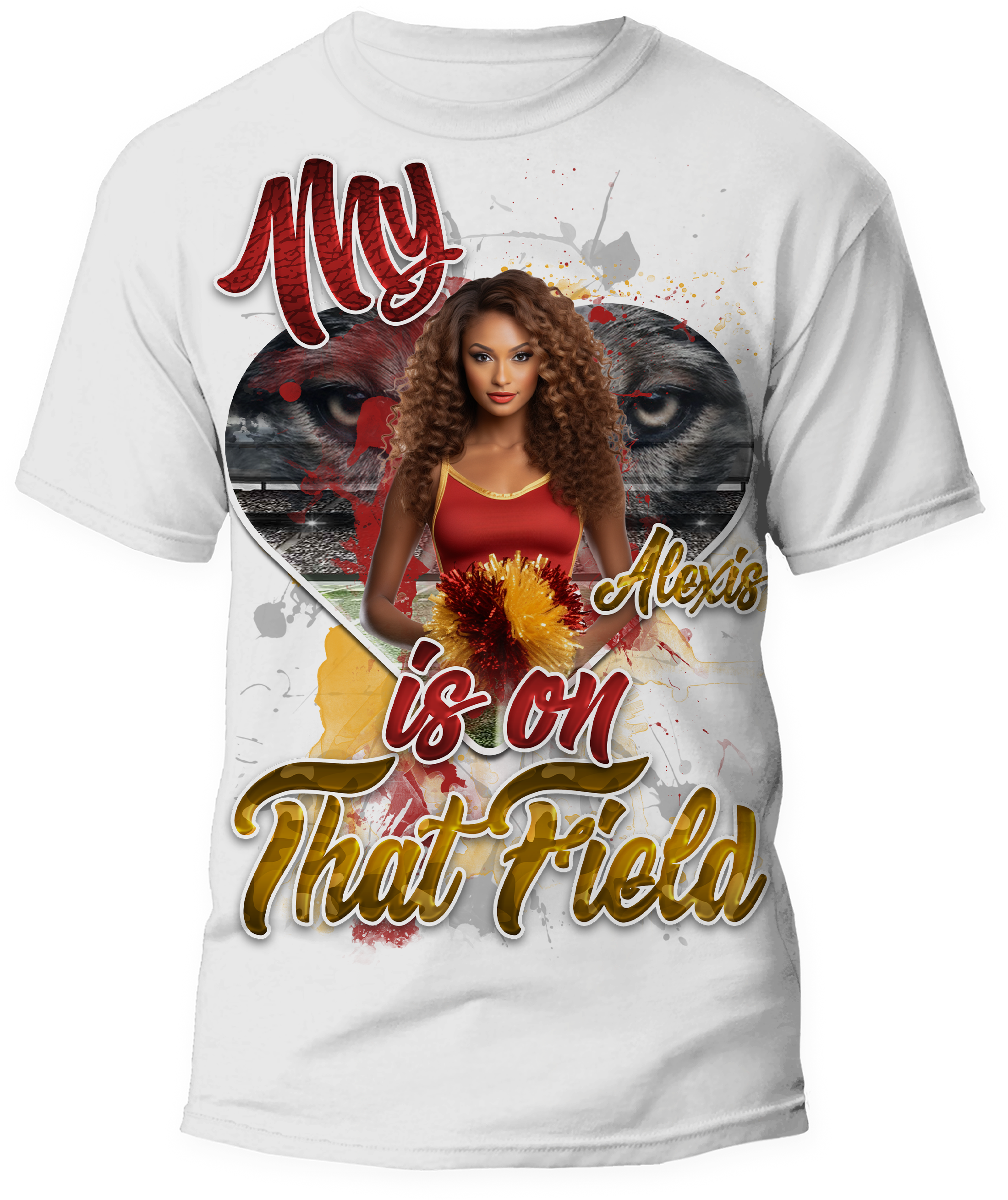 🎉Personalized "My Heart Is On That Field" Cheerleader Graphic T-Shirt - For You and Your Family🎉 #2