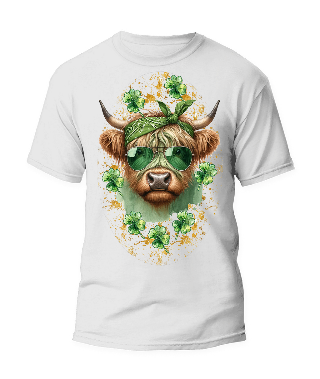 Highland Cow" St. Patrick's Day Graphic T-Shirt🍀