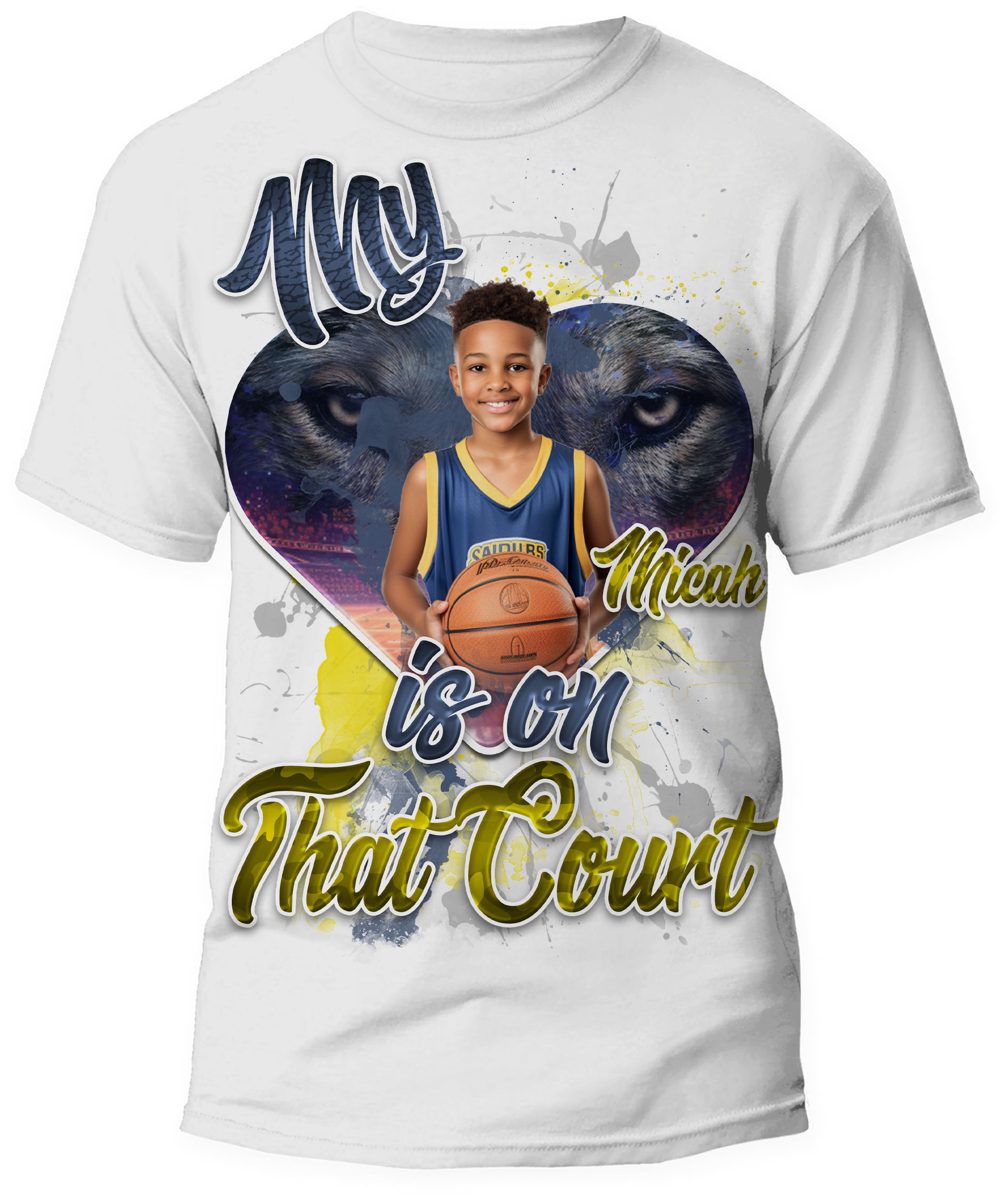 🎉Personalized "My Heart Is On That Court" Graphic T-Shirt - For You and Your Family🎉 Main image