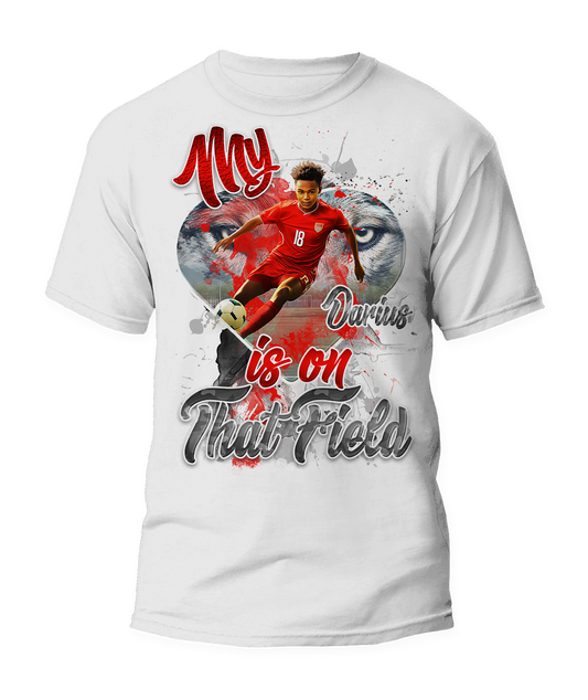 🎉Personalized "My Heart Is On That Field" Soccer Graphic T-Shirt - For You and Your Family🎉