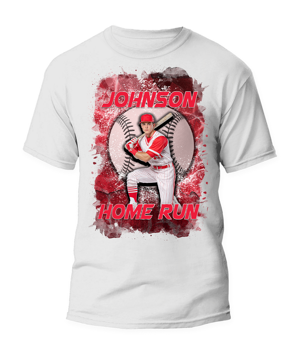 Personalized Water Splash Baseball T-Shirt – Custom Player Photo, Name & Number