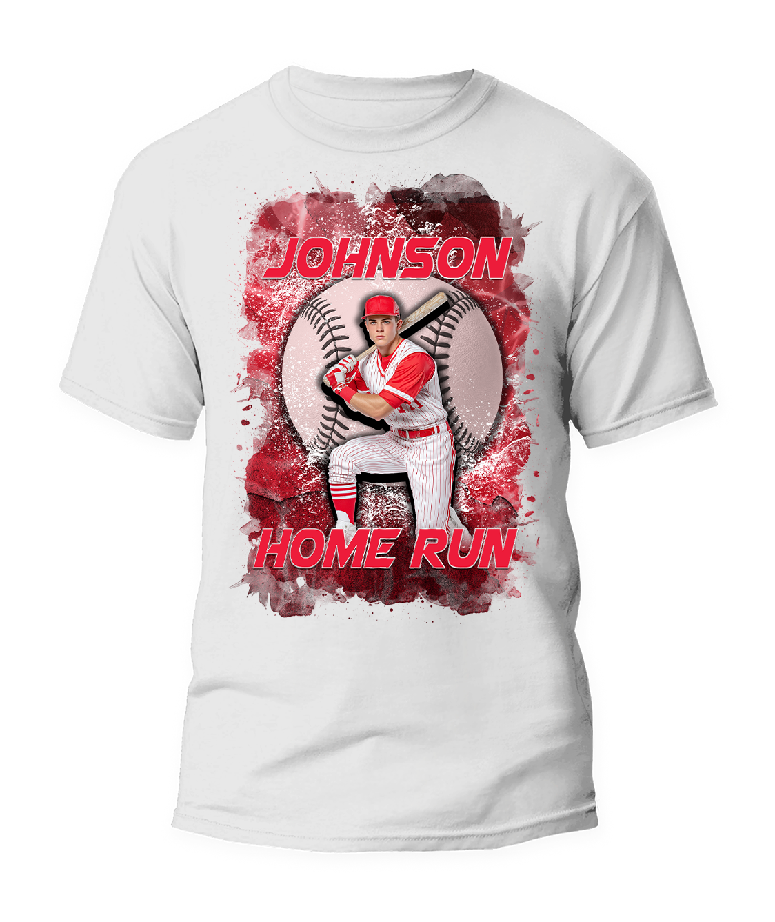 Personalized Water Splash Baseball T-Shirt – Custom Player Photo, Name & Number