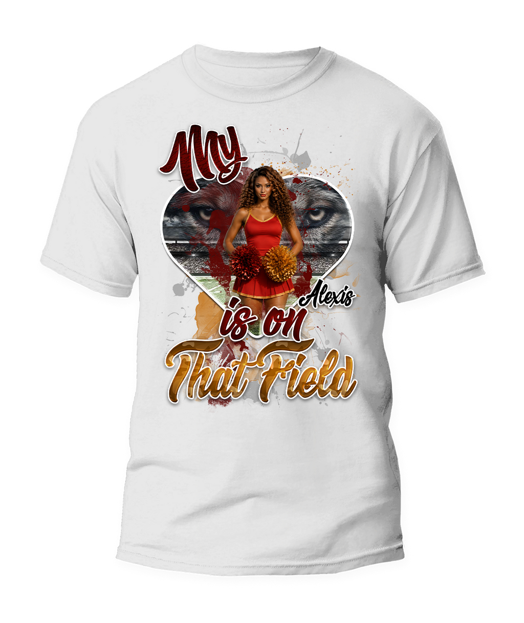 Personalized "My Heart Is On That Field" Cheerleader Graphic T-Shirt - For You and Your Family🎉 #2