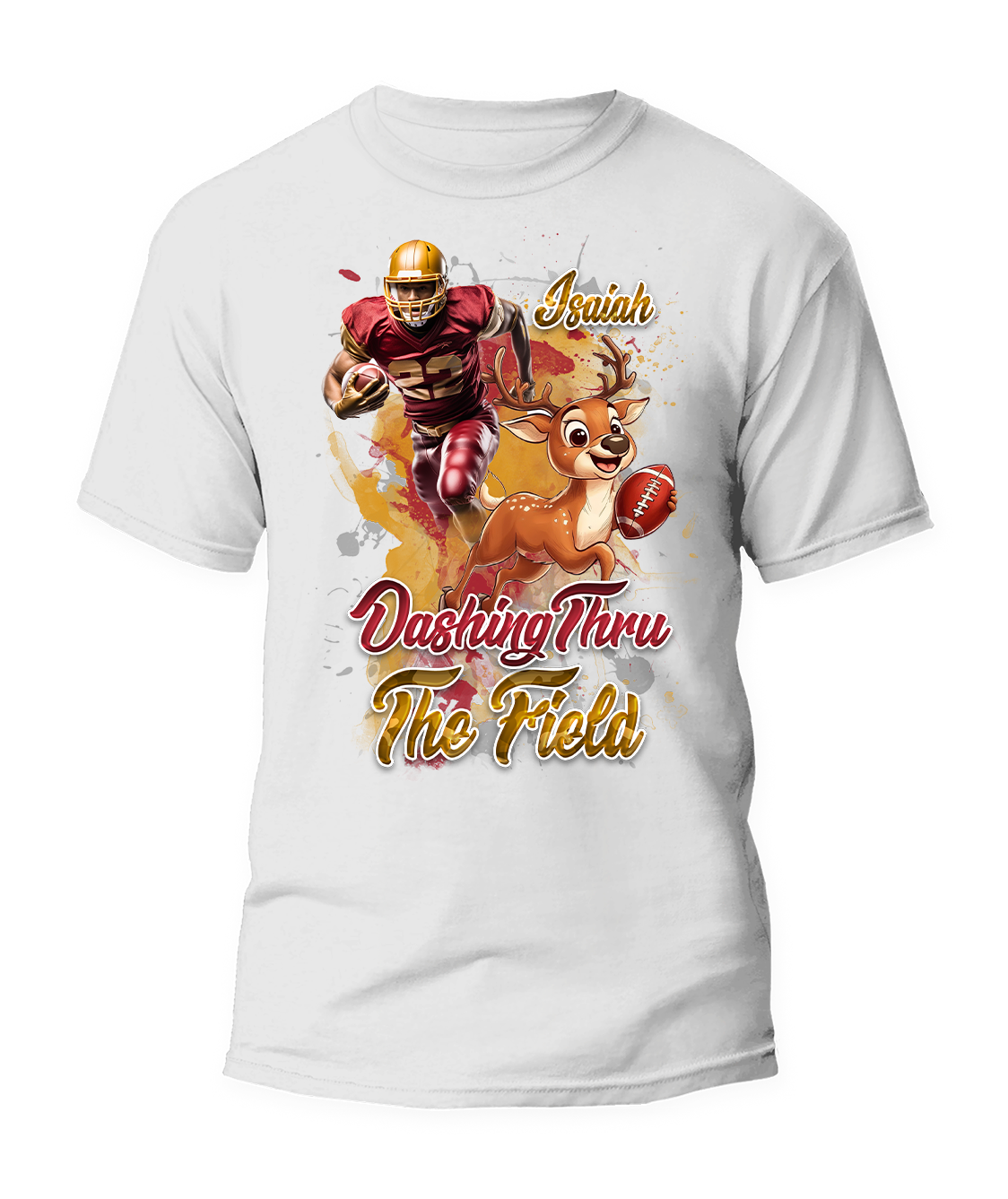 Dashing Thru The Field Custom Christmas Football T-Shirt- For You and Your Family🎉 Main image