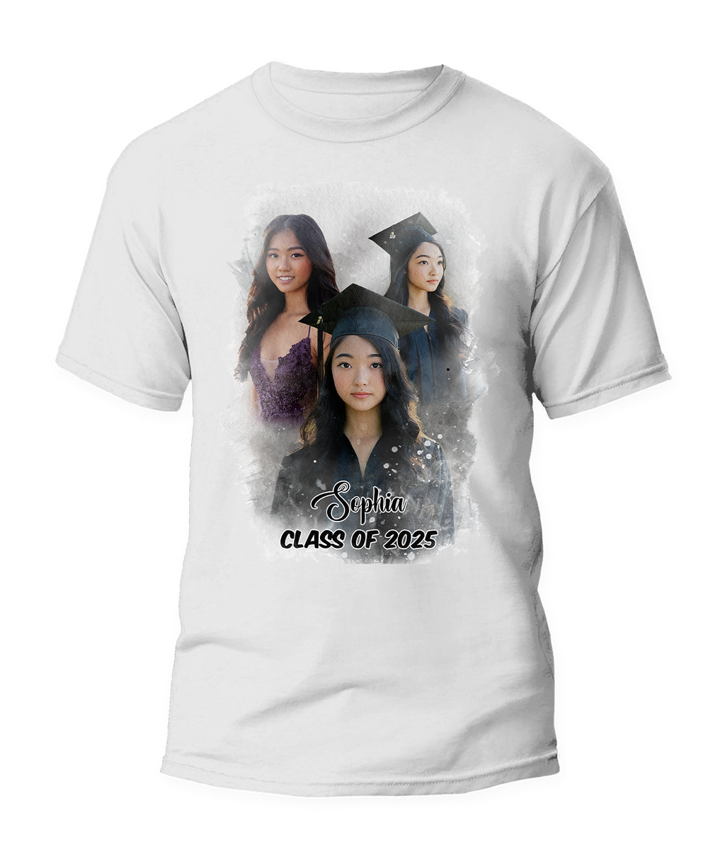 Custom Class Of 2025 Watercolor Graduation T-Shirt For You and Your Family 🎓