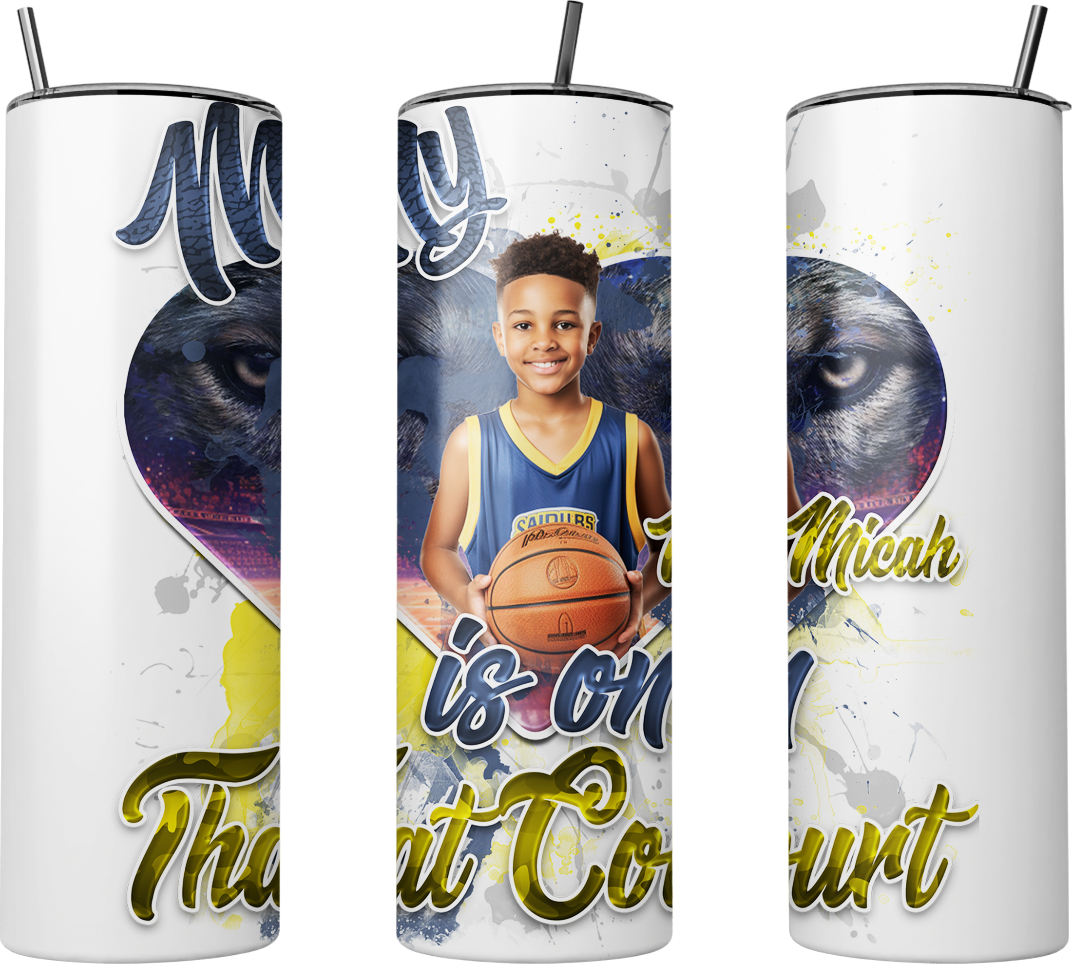 🎉Personalized My Heart Is On That Court Graphic Basketball Tumbler🎉 Main image