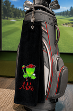 Alien Out-of-This-World Personalized Black Golf Towel 🌌⛳
