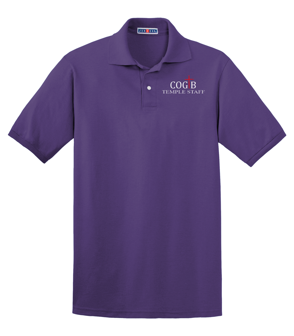 Jerzees Unisex 437 Spotshield Polo with COGTB Temple Staff Logo