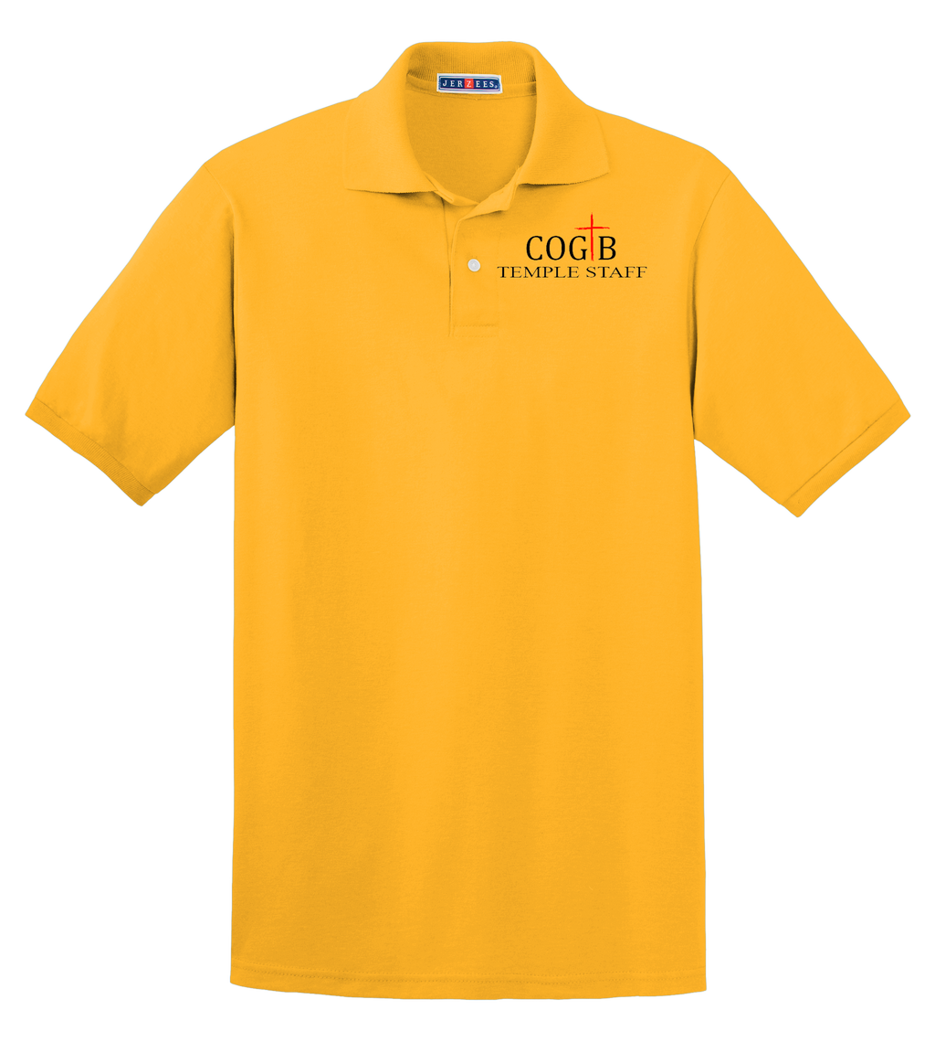 Jerzees Unisex 437 Spotshield Polo with COGTB Temple Staff Logo