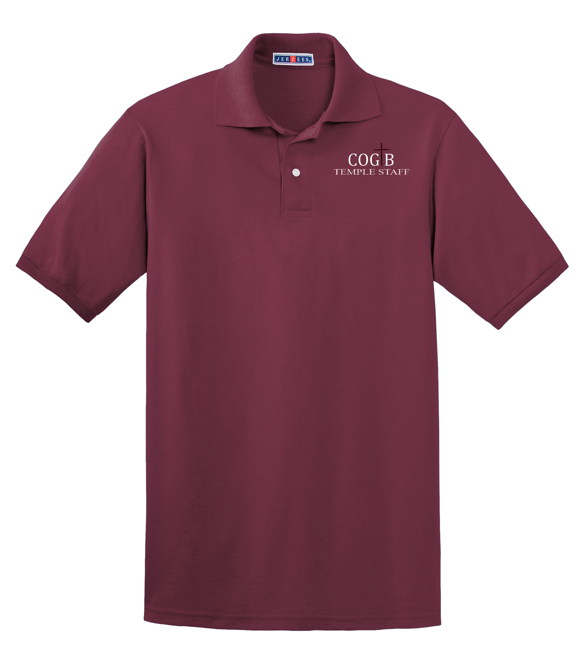 Jerzees Unisex 437 Spotshield Polo with COGTB Temple Staff Logo