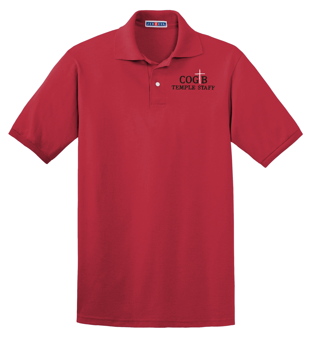 Jerzees Unisex 437 Spotshield Polo with COGTB Temple Staff Logo
