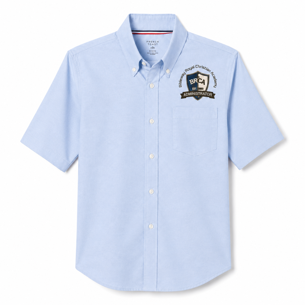 Adult BRCA Administrator French Toast Blue Short Sleeve Oxford Shirt