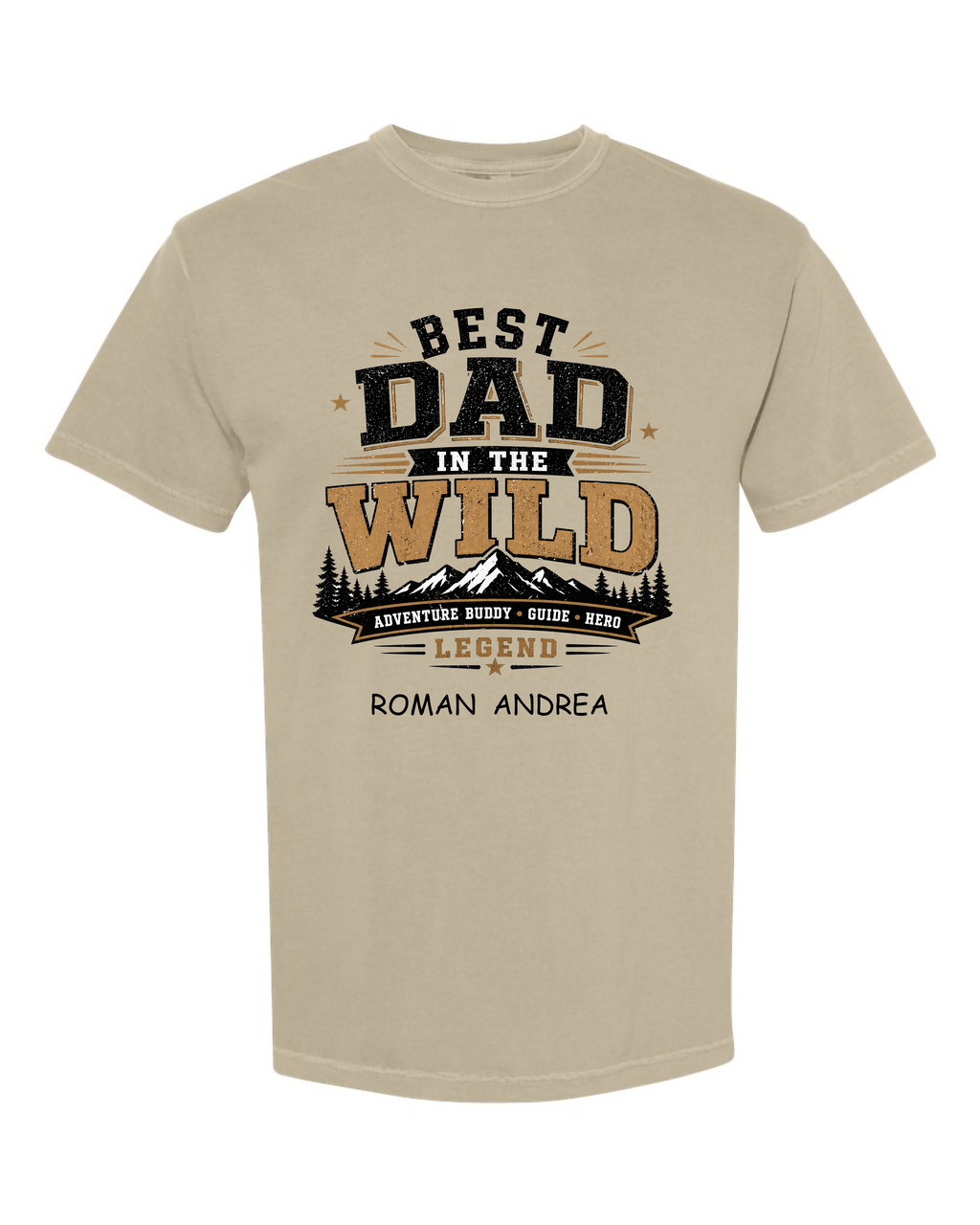 Personalized Best Dad in the Wild Shirt – Custom Kids Names Comfort Colors® Camping Dad Tee – Outdoor Adventure Father’s Day Gift