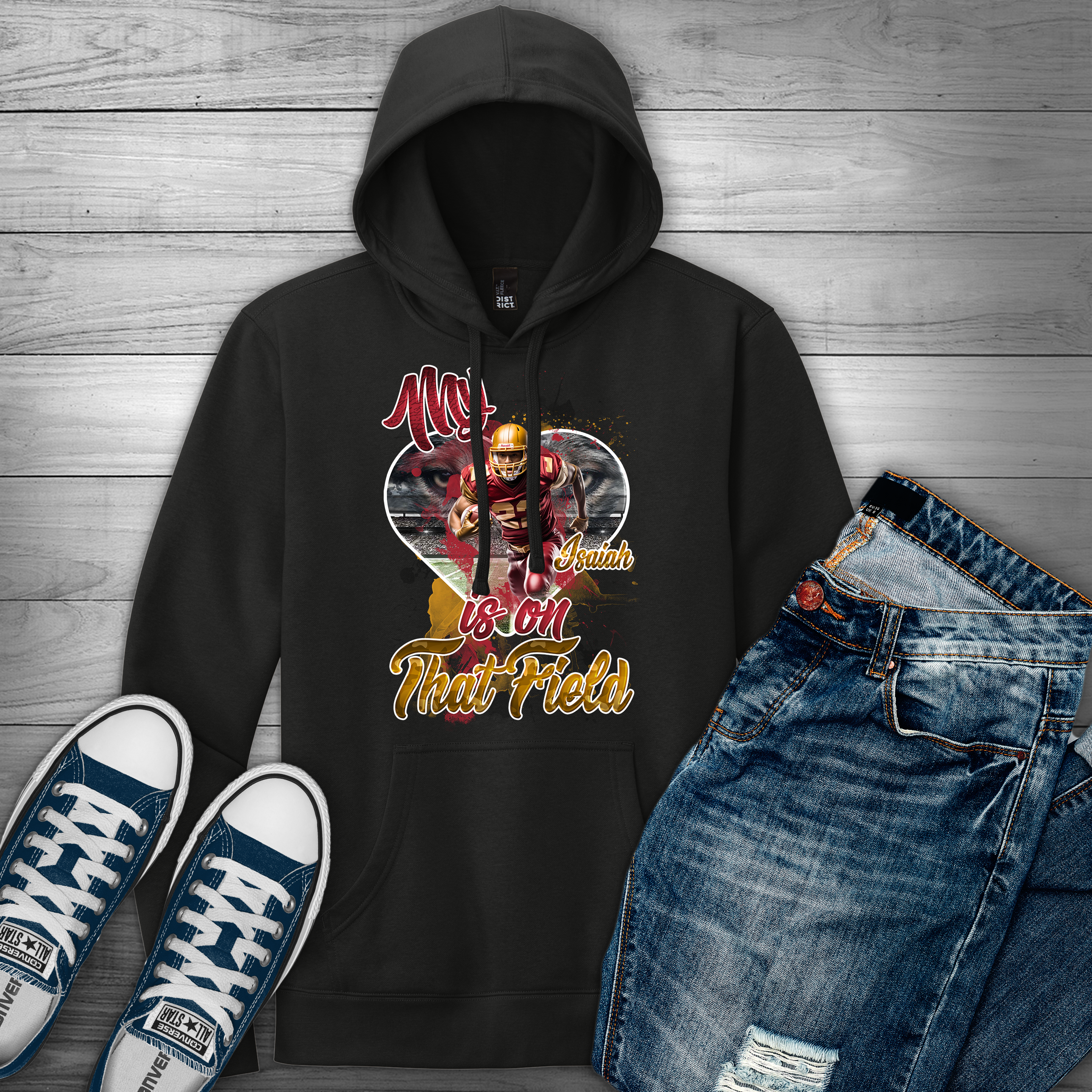 🎉Black Personalized "My Heart Is On That Field"  Hoodie🎉