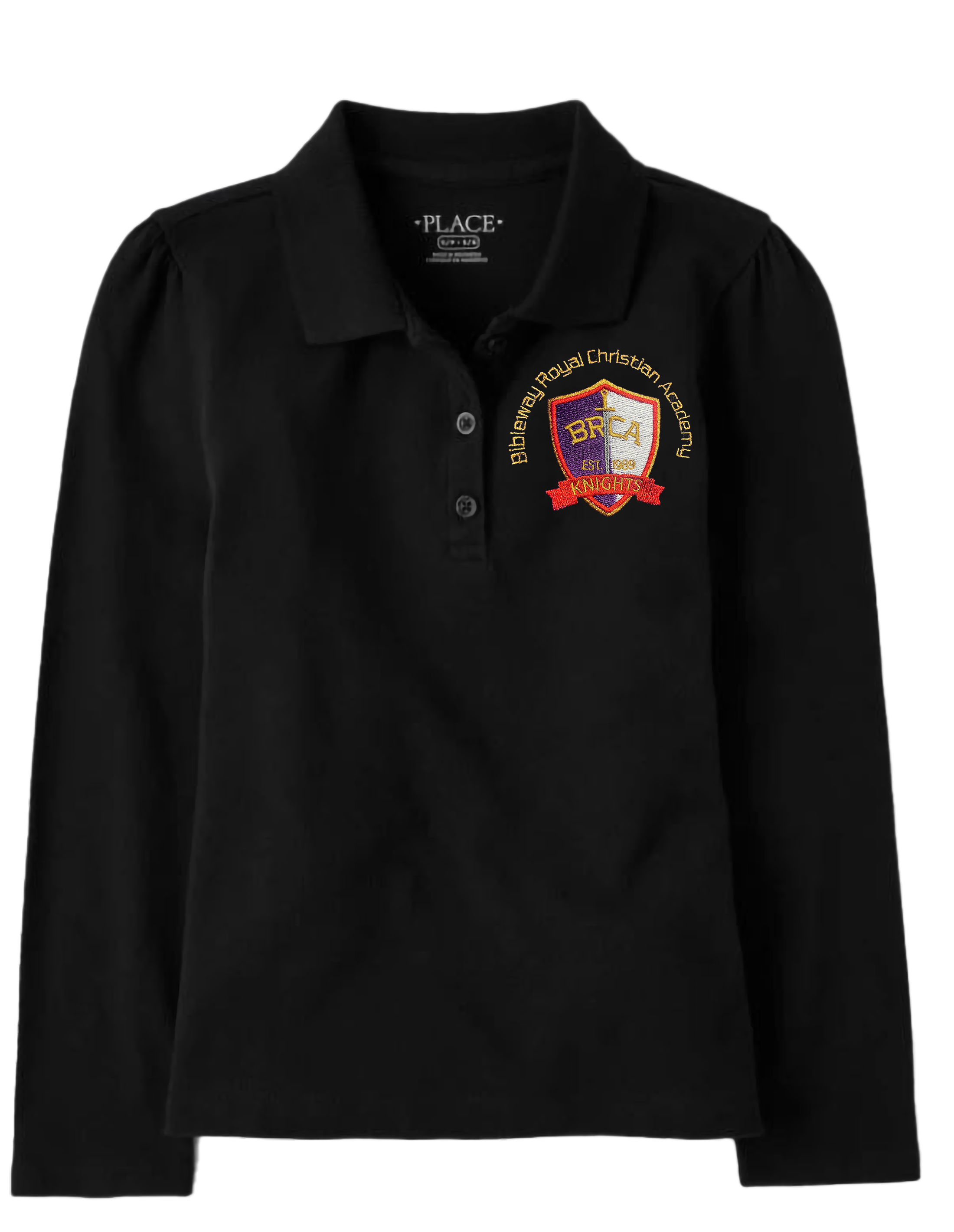 The Children’s Place Girls Long Sleeve Uniform Pique Polo Embroidered with School Logo