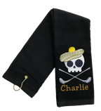Black Skull Personalized Embroidered Golf Towel