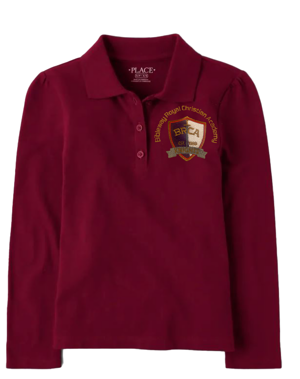 The Children’s Place Girls Long Sleeve Uniform Pique Polo Embroidered with School Logo