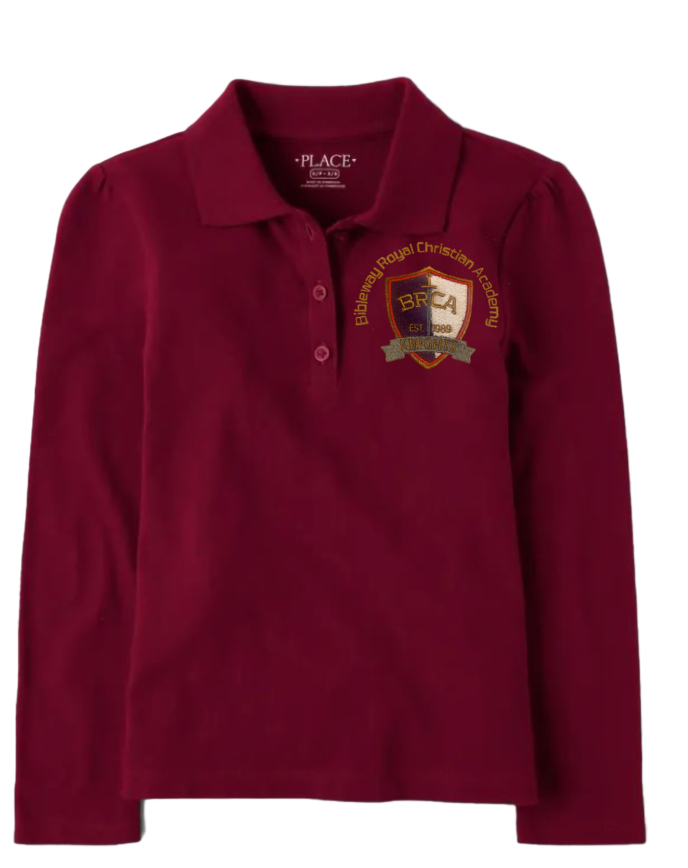The Children’s Place Girls Long Sleeve Uniform Pique Polo Embroidered with School Logo