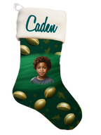 🎉Green Handmade Personalized Football Theme Christmas Stocking - Score Big🎉