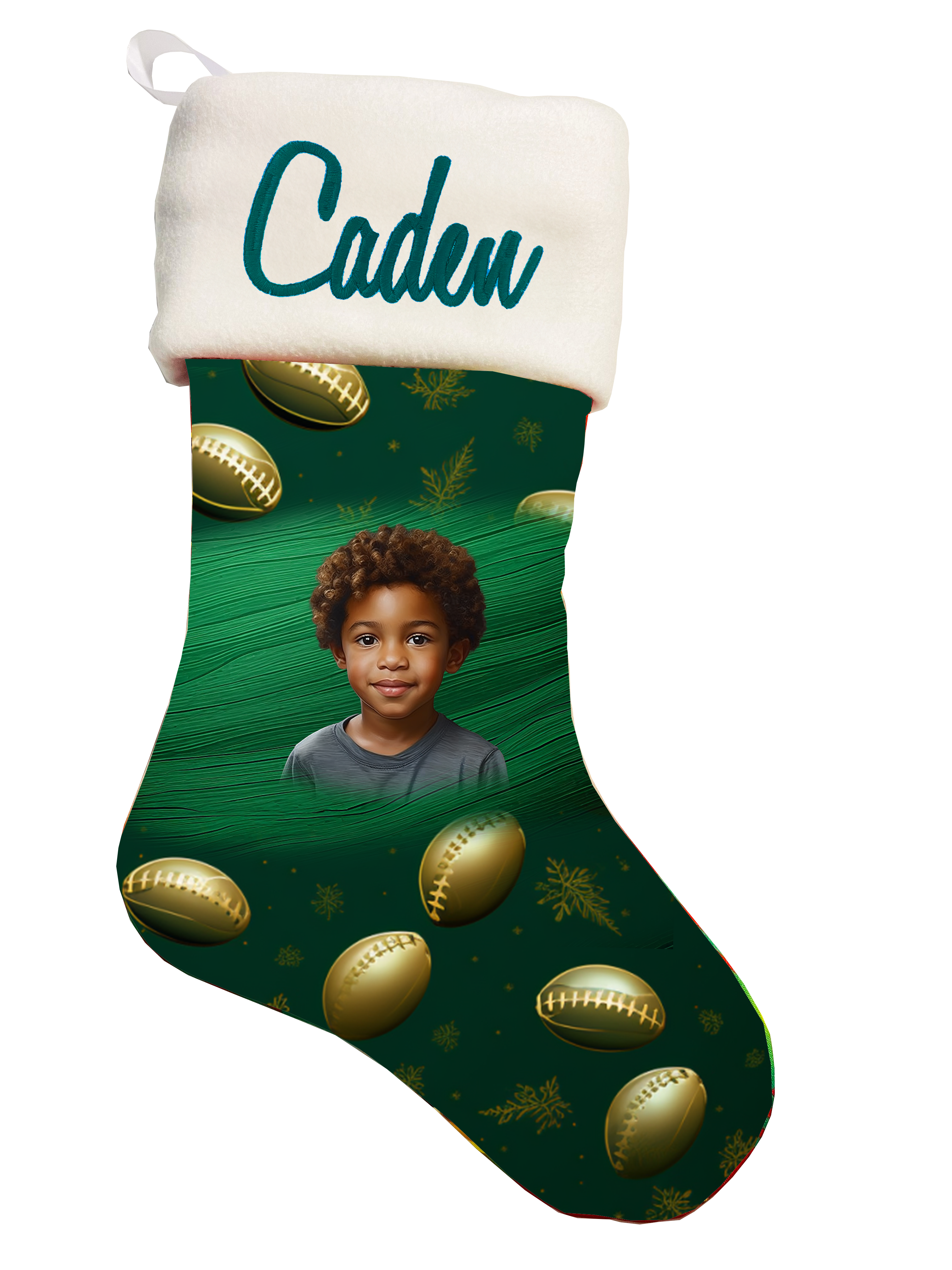 🎉Green Handmade Personalized Football Theme Christmas Stocking - Score Big🎉