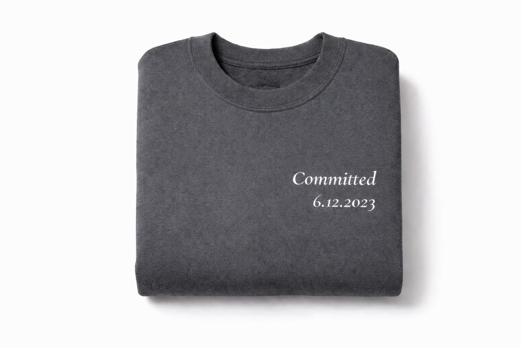 Committed Couples Sweatshirt | Personalized Date Minimal Crewneck