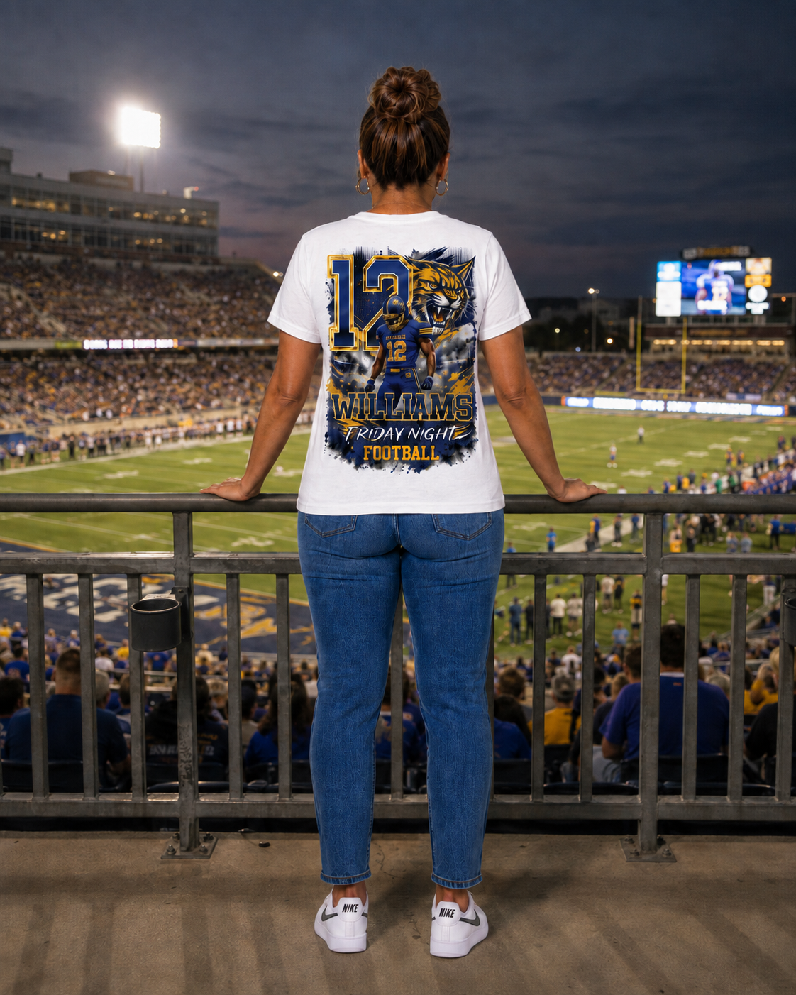 Personalized Friday Night Football Family T-Shirt | Custom Player Photo, Name, Number & Team Colors