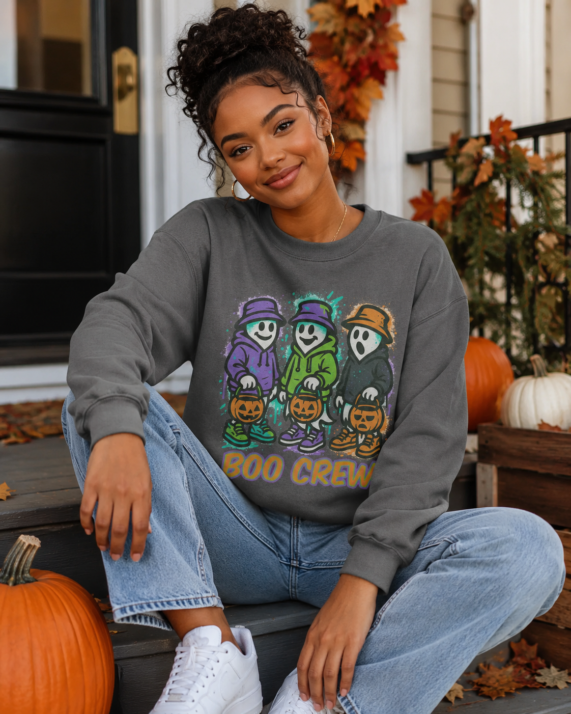 Boo Crew Comfort Colors Halloween Sweatshirt – Garment-Dyed Vintage Style, Relaxed Fit Unisex Crewneck Main image