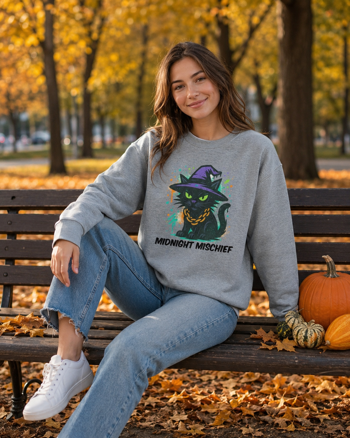 Midnight Mischief Comfort Colors Halloween Sweatshirt – Vintage Garment-Dyed Unisex Crewneck Main image