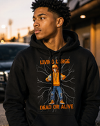 Black "Living Large Dead Or Alive" Halloween Graphic Hoodie 🎉