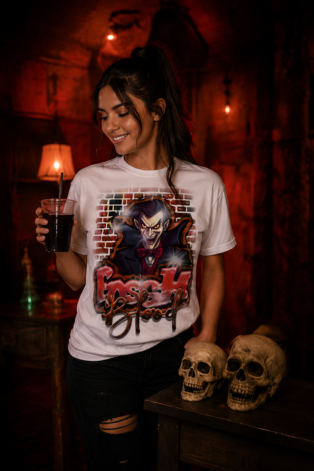 "Fresh Blood" Halloween Graphic T-Shirt - For You and Your Family🎉