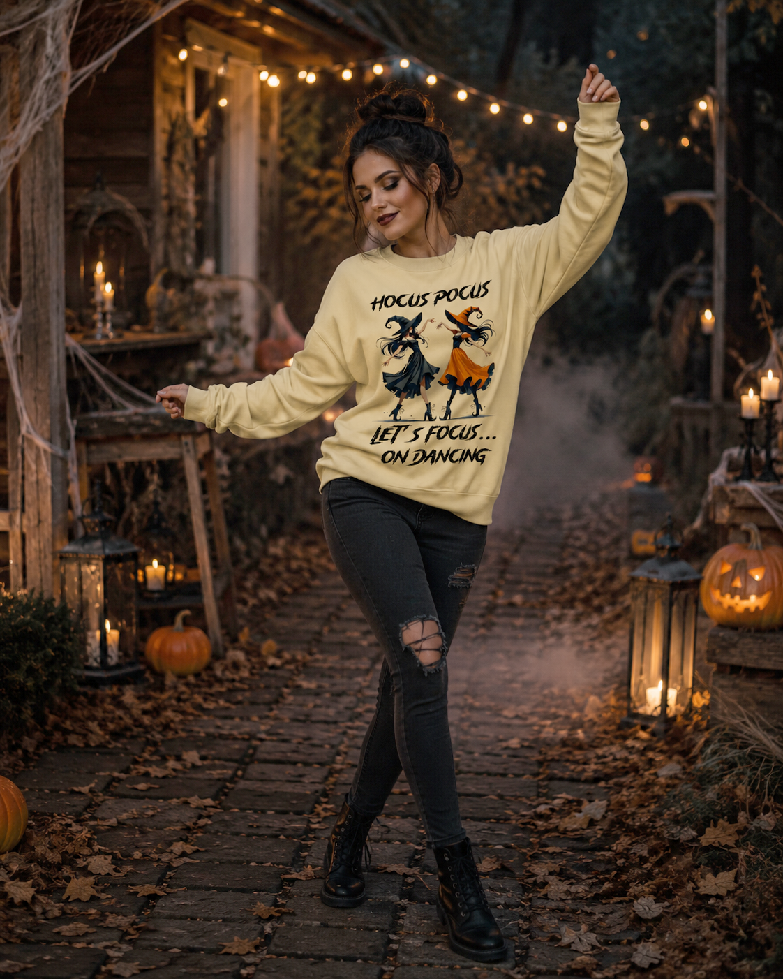 Hocus Pocus Let’s Focus on Dancing Comfort Colors Sweatshirt | Witch Dance Halloween Crewneck