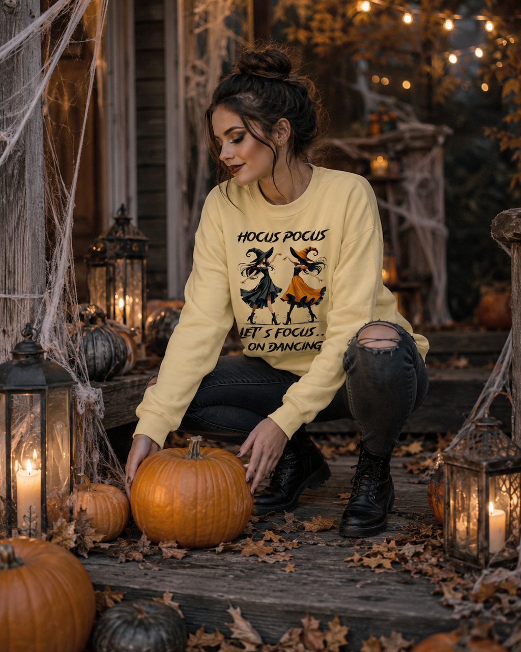 Hocus Pocus Let’s Focus on Dancing Comfort Colors Sweatshirt | Witch Dance Halloween Crewneck