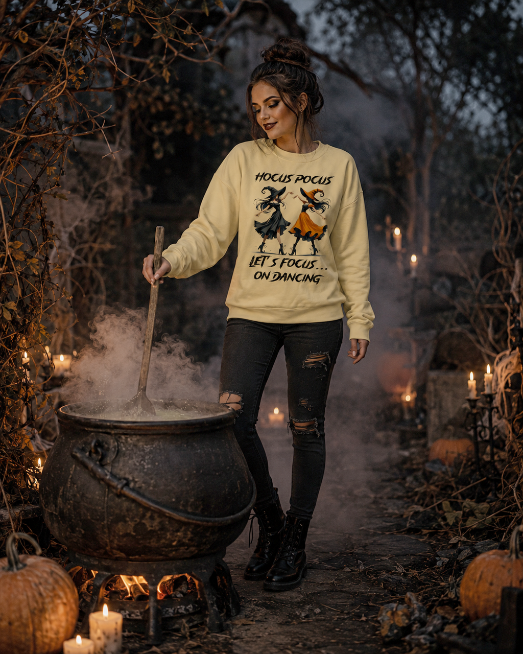 Hocus Pocus Let’s Focus on Dancing Comfort Colors Sweatshirt | Witch Dance Halloween Crewneck