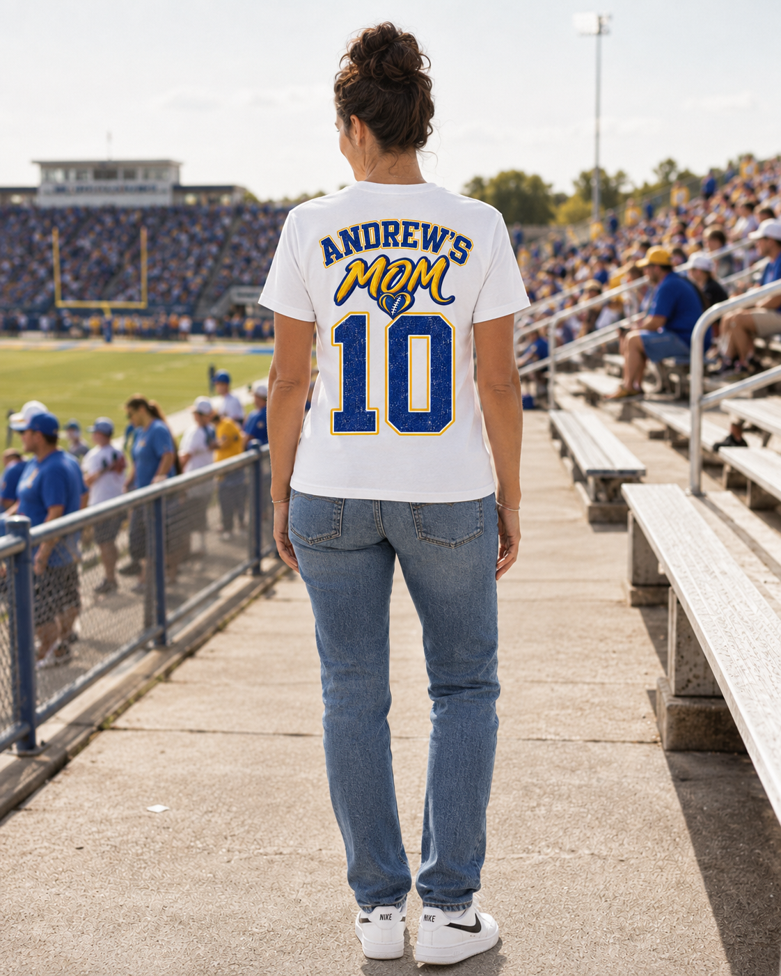Personalized My Whole Heart Is On That Field Football Mom Shirt | Custom Player Photo, Name & Jersey Number Tee