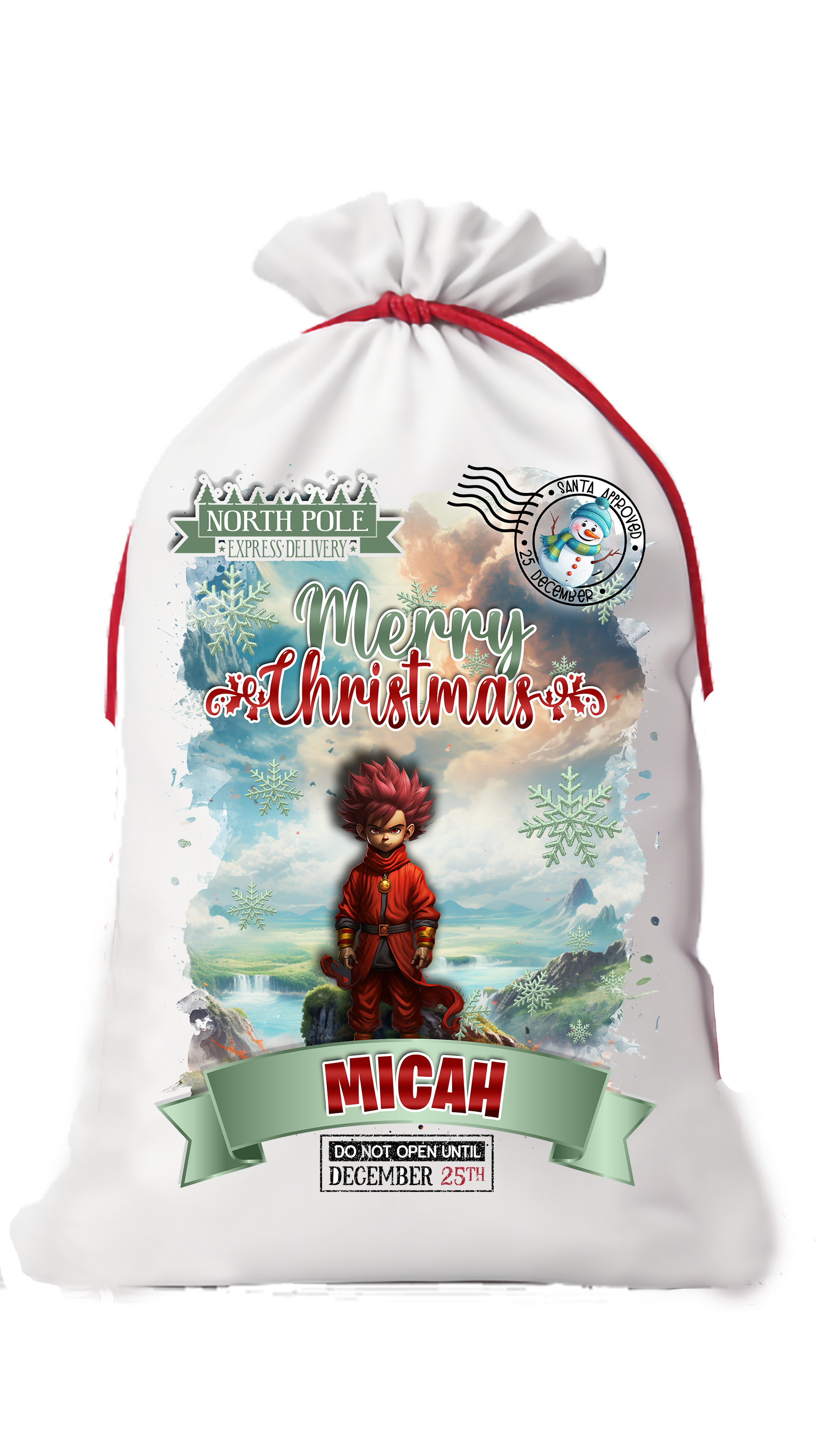 Boy's Personalized "Do Not Open Until Christmas" Gift Sack