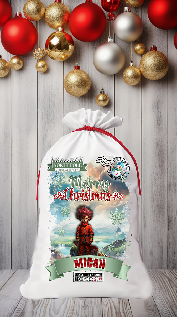 Boy's Personalized "Do Not Open Until Christmas" Gift Sack Secondary image