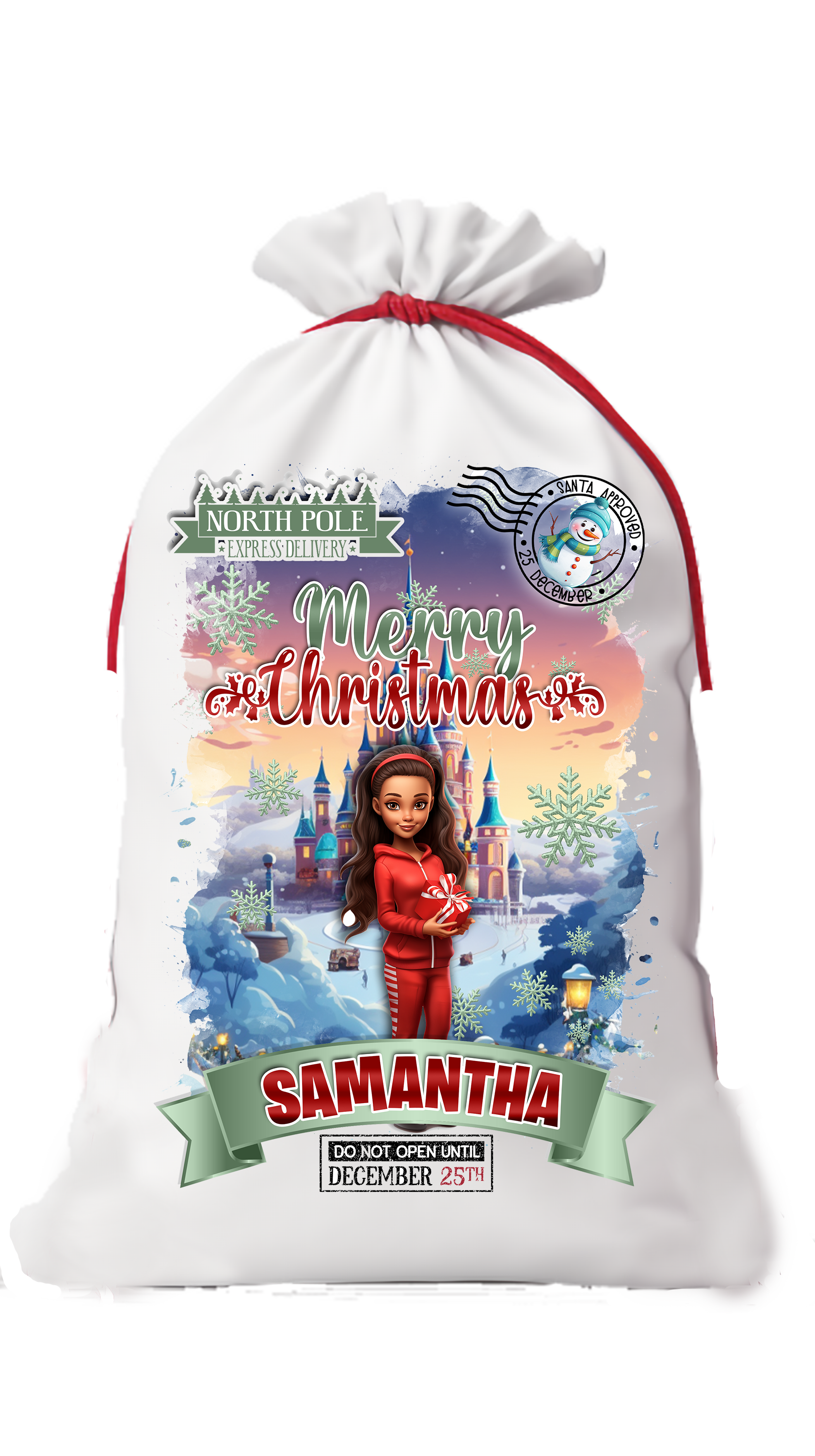Girl's Personalized "Do Not Open Until Christmas" Gift Sack