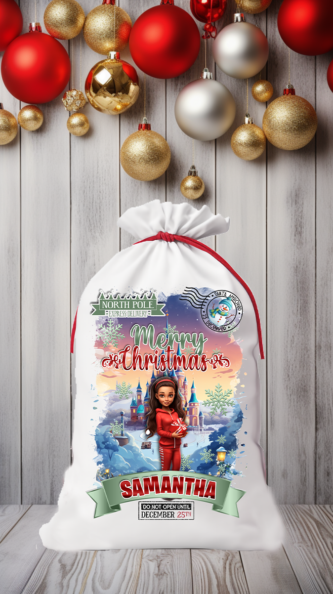 Girl's Personalized "Do Not Open Until Christmas" Gift Sack Secondary image