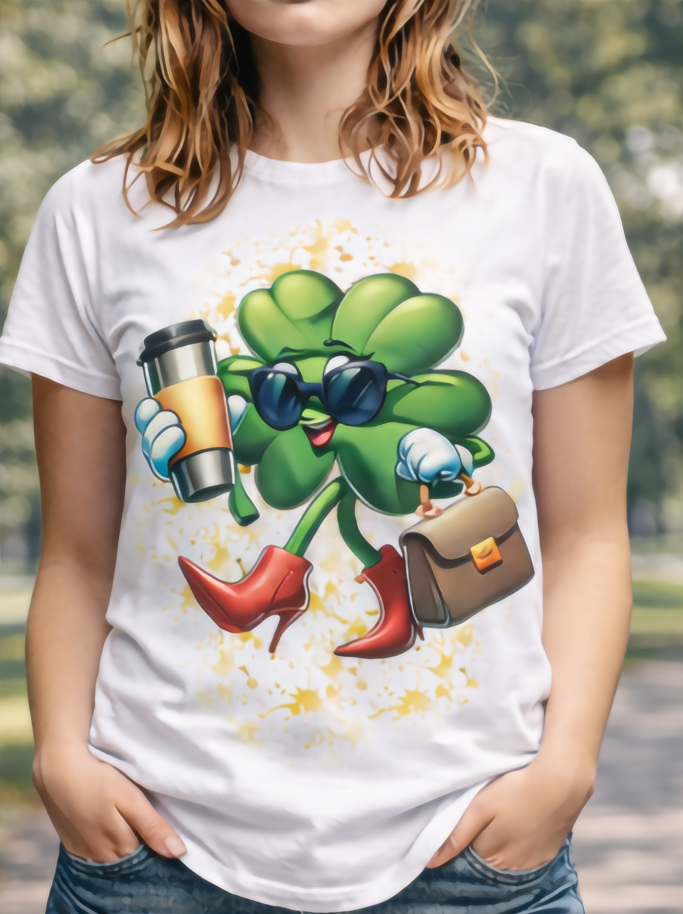 Shamrock Lady St. Patrick's Day Graphic T-Shirt🍀 Main image