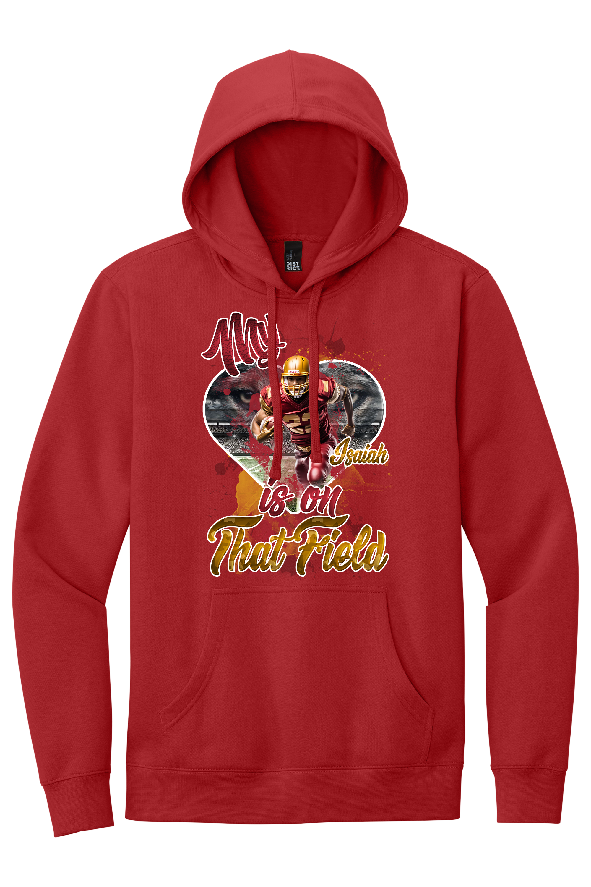 🎉Red Personalized "My Heart Is On That Field" Graphic Football Hoodie🎉 Main image